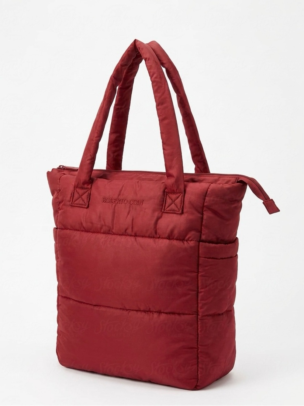NWOT Roberto Coin Red Quilted Puffer Tote Bag - Fall Style
